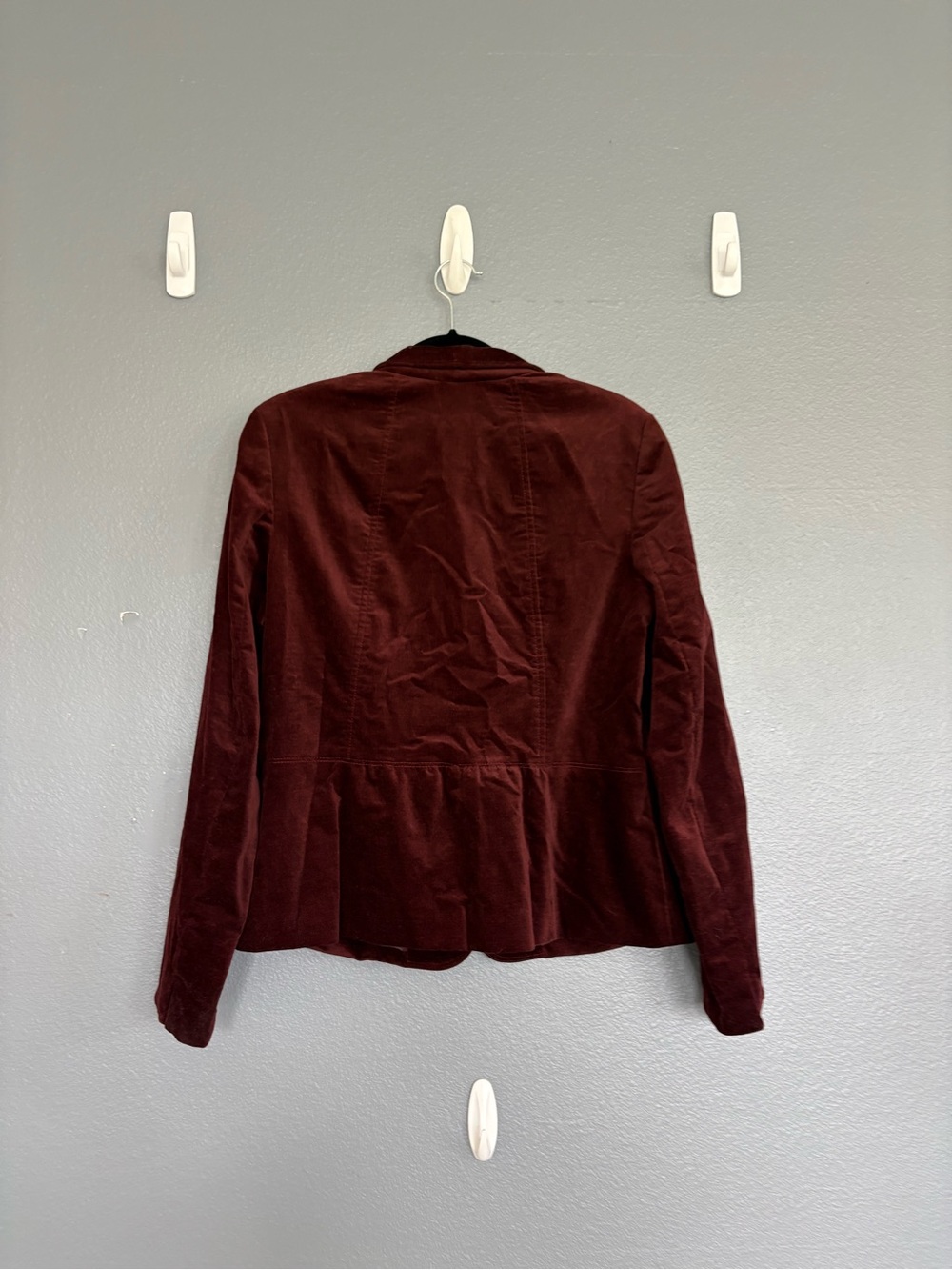 Talbots Size 12 Burgundy Velvet Blazer Jacket Cotton Stretch Academia - Picture 5 of 7